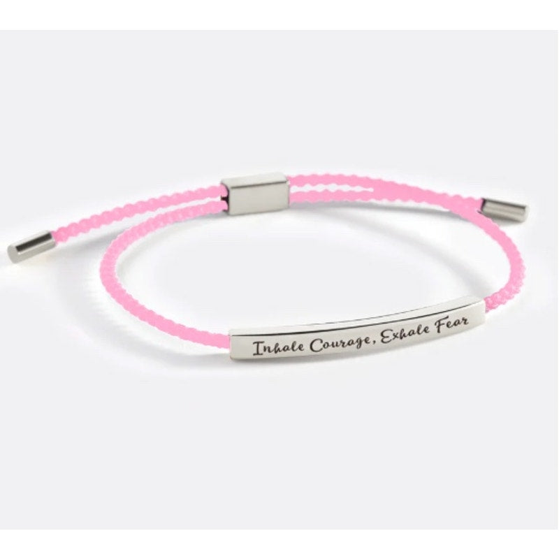 RETAIL $70 Mint & Lilly Inhale Courage, Exhale Fear Inspire Pink Silver Bracelet