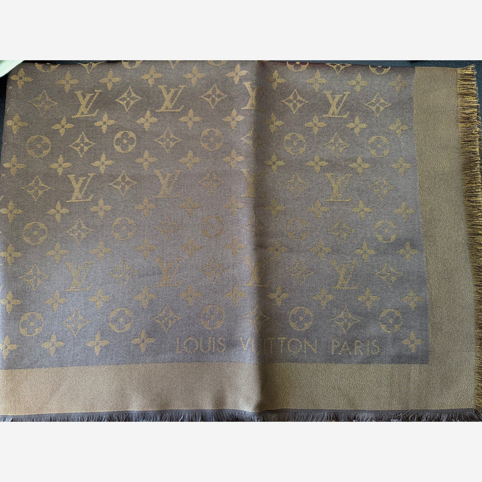 Louis Vuitton  Silk Lurex Wool Monogram Shine Shawl Brown*BRAND-NEW with COA #2