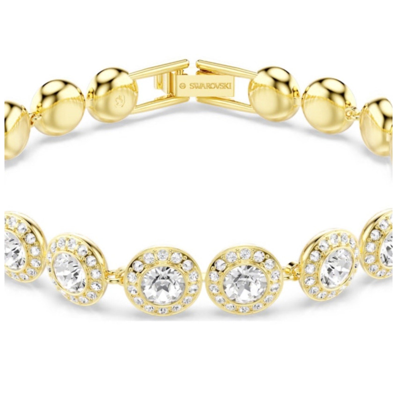 Swarovski Una Angelic bracelet Round cut, Pavé, White, Gold-tone plated*NEW
