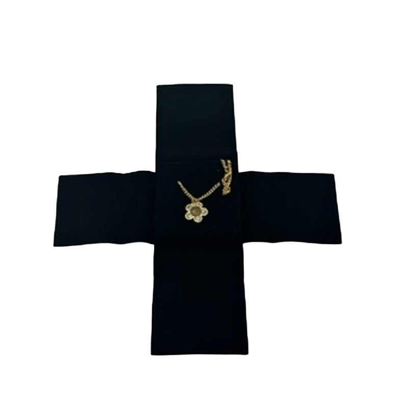 CHANEL Coco Mark Camellia Flower Motif Crystal Necklace Gold Plated*17" w/box