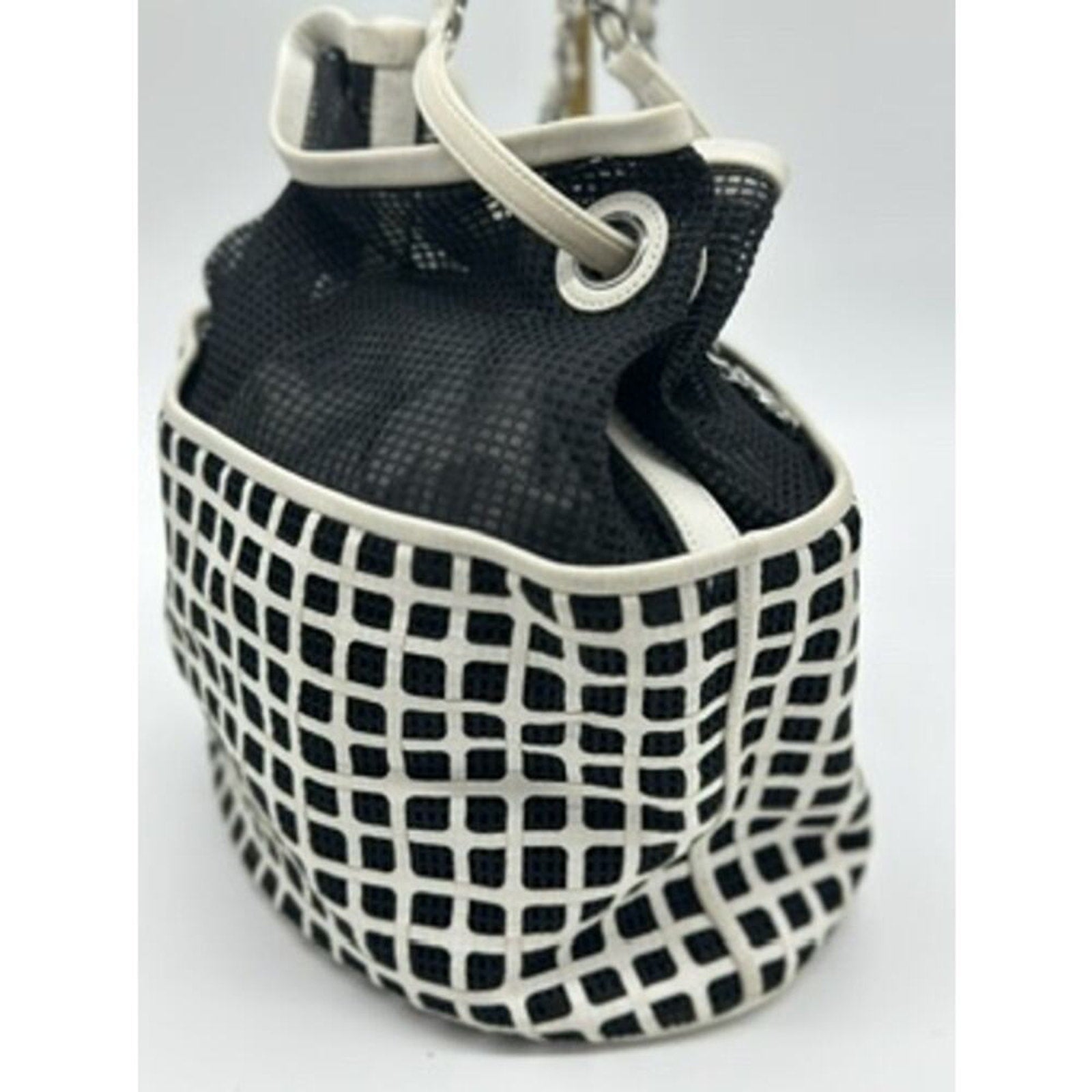 Chanel Black/White Mesh and Leather Rare‎ Bucket Bag w/COA AMAZING BAG