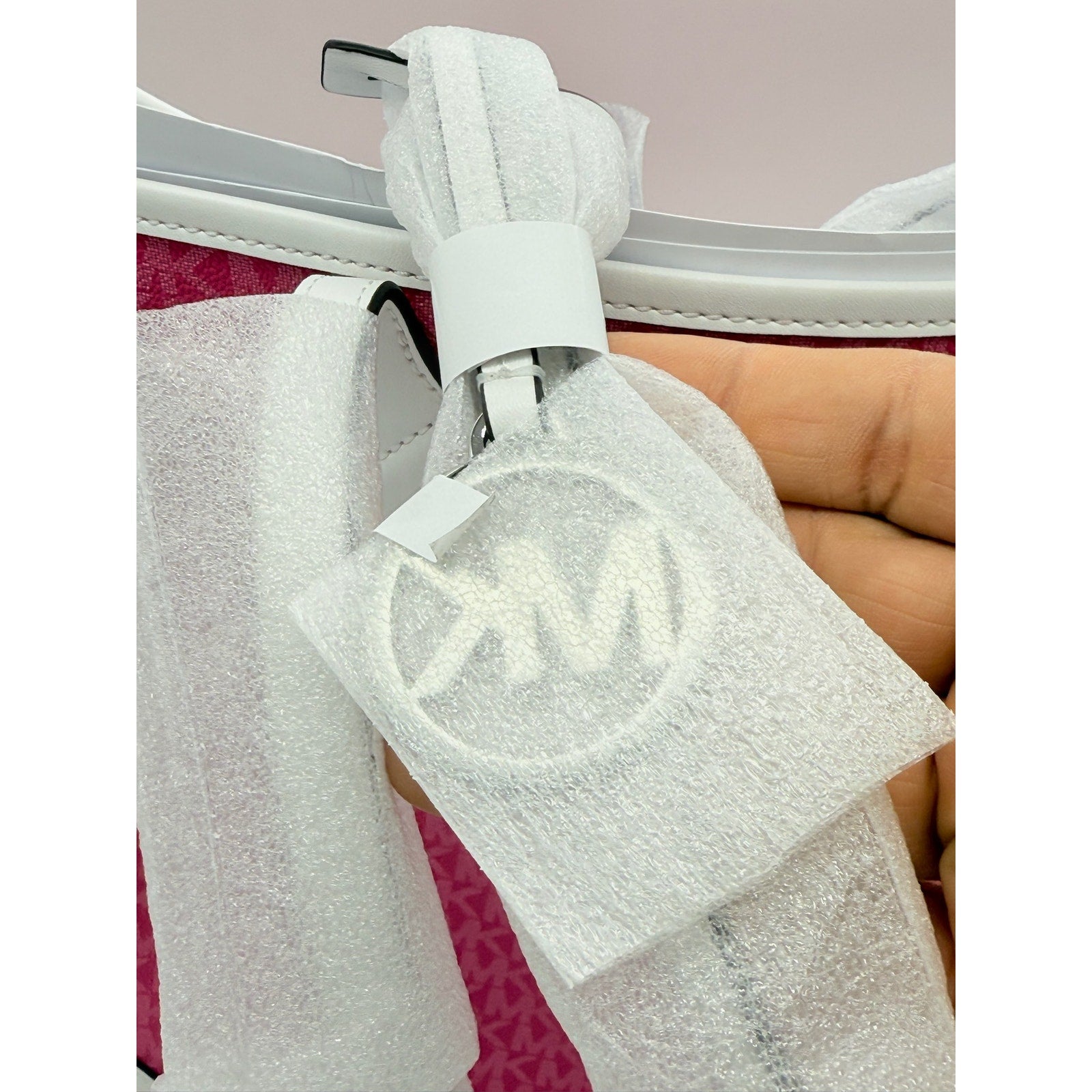RETAIL $498 Michael Kors Pink Eva Large Signature Logo Stripe Tote Bag*NWT