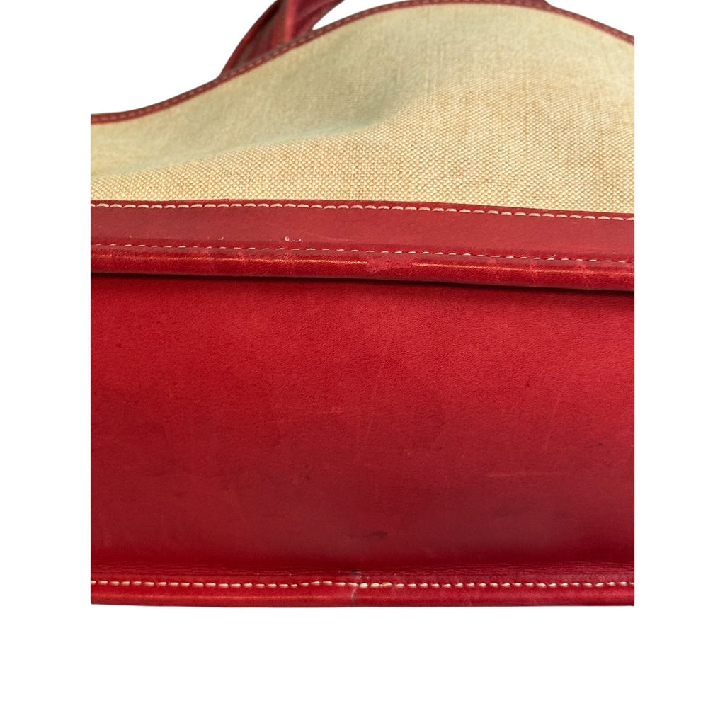 Coach 6121 Bleecker Satchel Linen Canvas & Red Leather Tote Bag*Vintage 1999