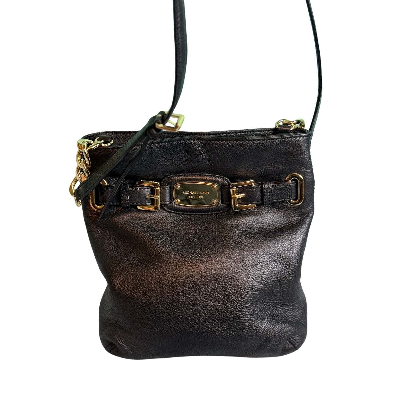 Michael Kors Hamilton Black Leather Messenger*Crossbody*Excellent Condition