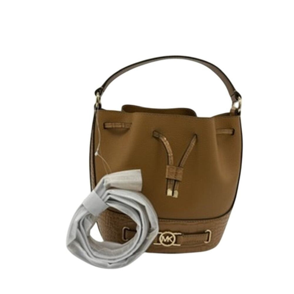 RETAIL $558 Michael Kors Reed‎ Medium Pebbled Leather Croc Embossed Bucket Bag*