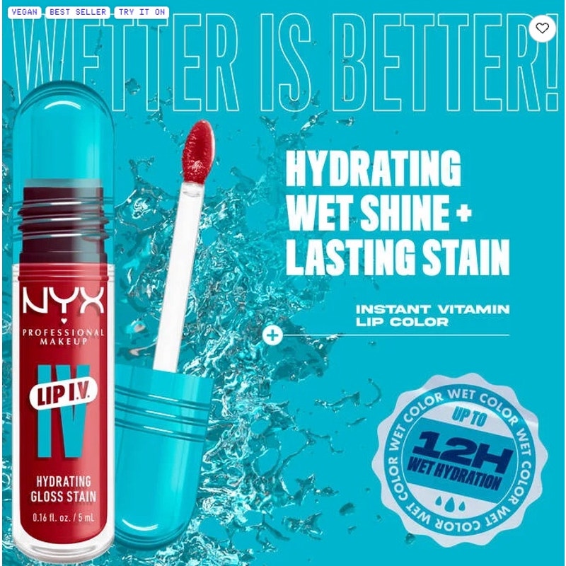 K-Care:NYX Professional Makeup Lip I.V. Hydrating Gloss Serum Stain*Cool Pink