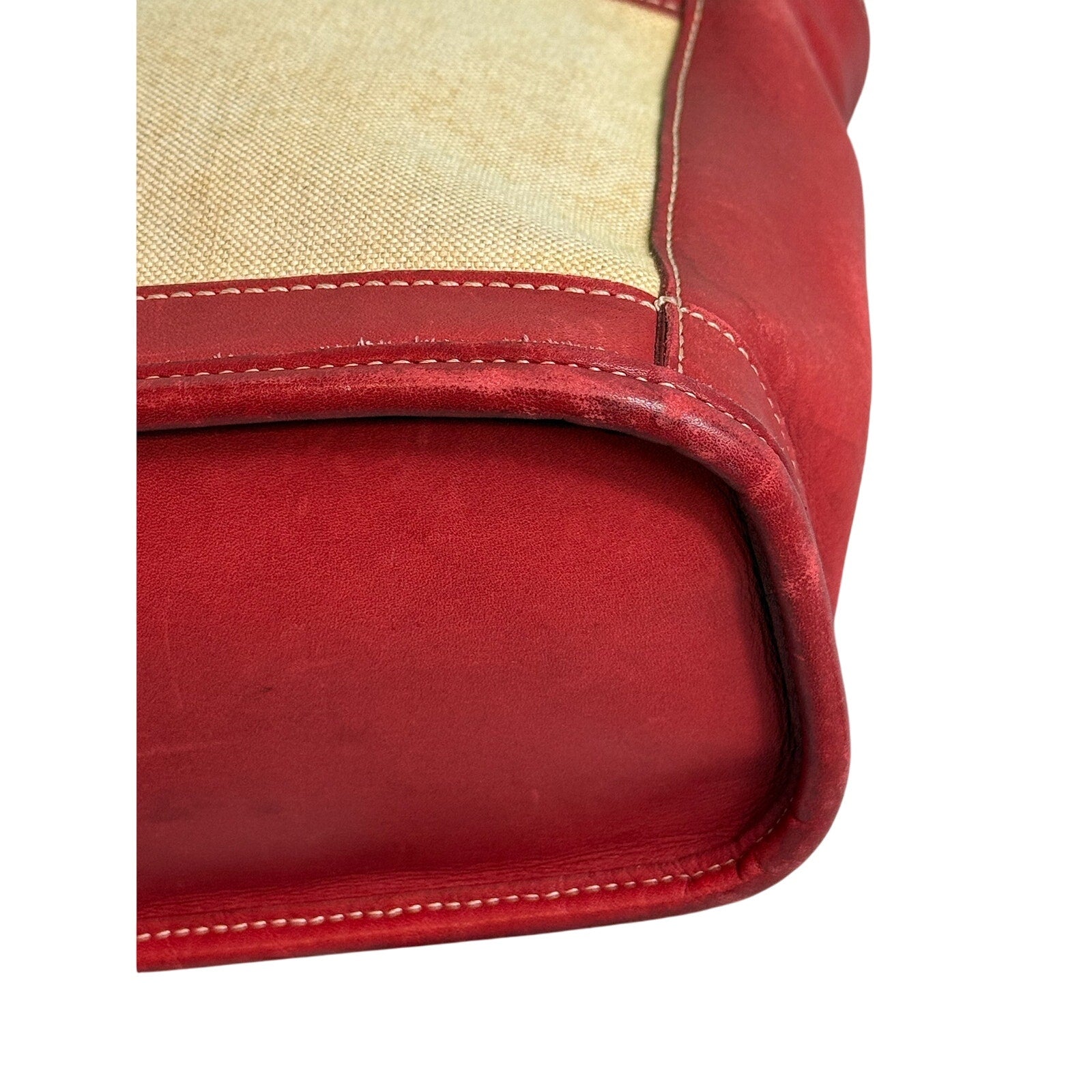 Coach 6121 Bleecker Satchel Linen Canvas & Red Leather Tote Bag*Vintage 1999