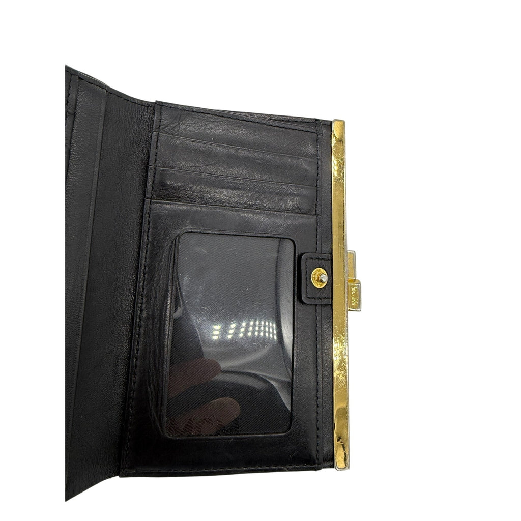 MCM LEATHER CHARM KISSLOCK BI-FOLD WALLET*Calf skin leather