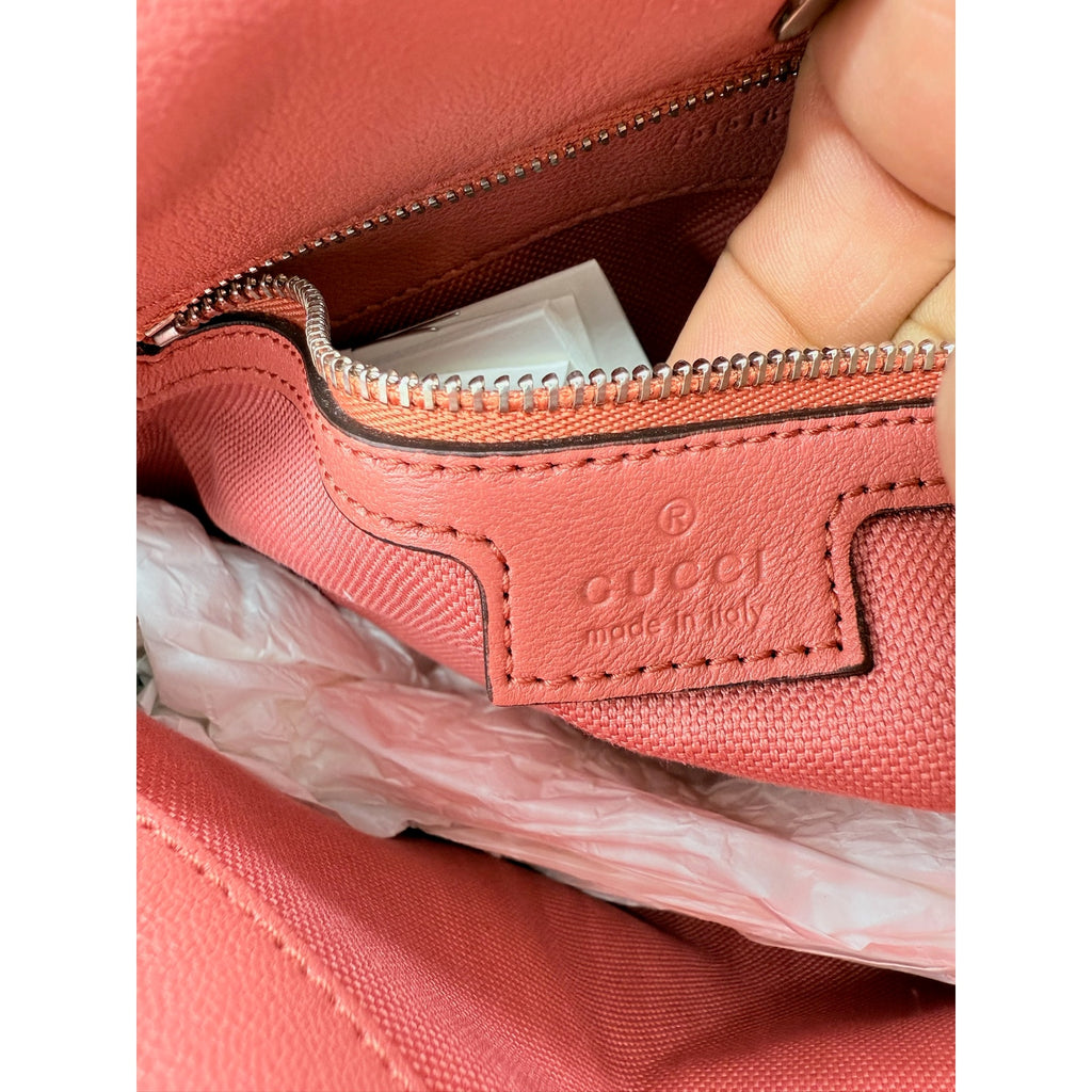 Gucci Pink Sakai Be Green Calfskin Diagonal Stitched Tote Bag*FULL INCLUSION*NWT