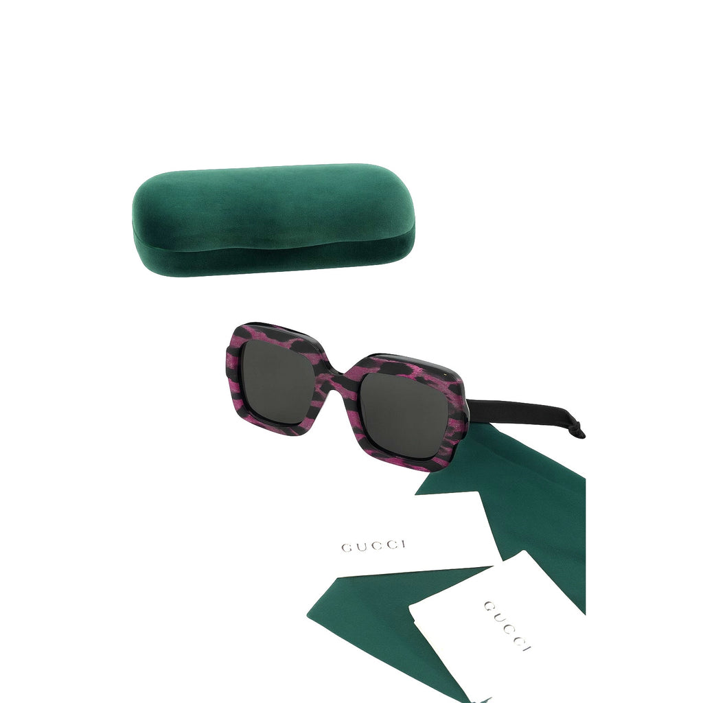 RETAIL $545 Gucci Oversized Purple Leopard Sunglasses*NEW in case*COA card cloth