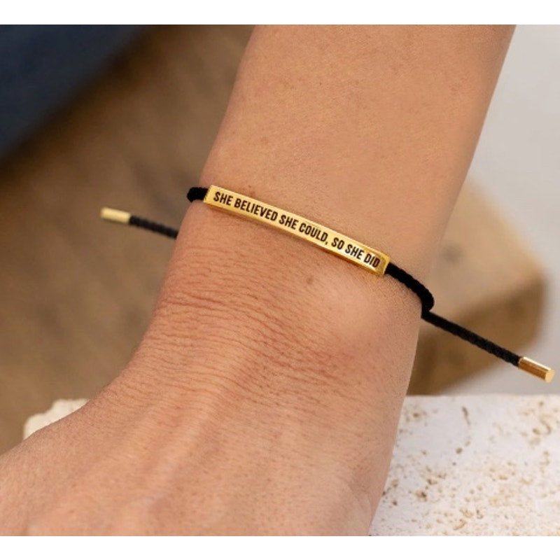 RETAIL $70 Mint & Lilly She Believed She Could So She Did Inspire Bracelet*Black