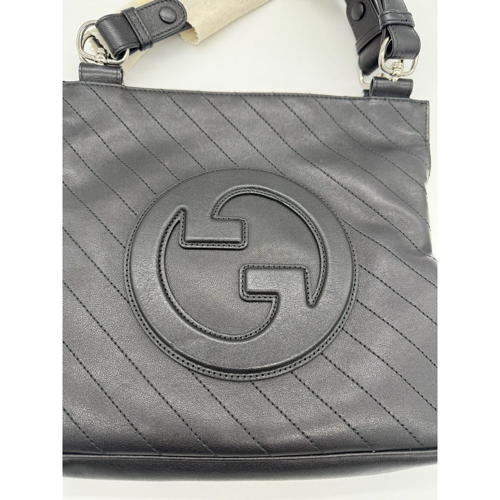 Gucci Black Sakai Be Green Calfskin Diagonal Stitched Tote*FULL INCLUSION*NWT
