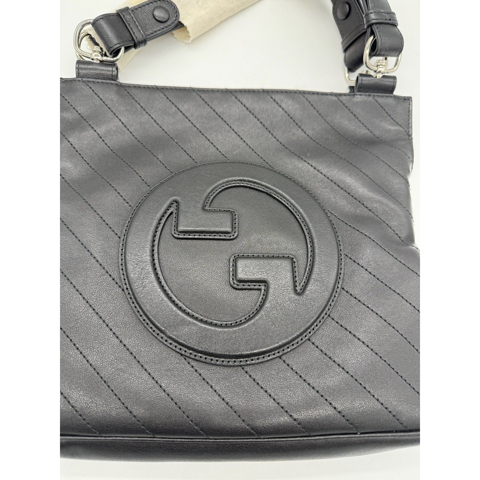 Gucci Black Sakai Be Green Calfskin Diagonal Stitched Tote*FULL INCLUSION*NWT