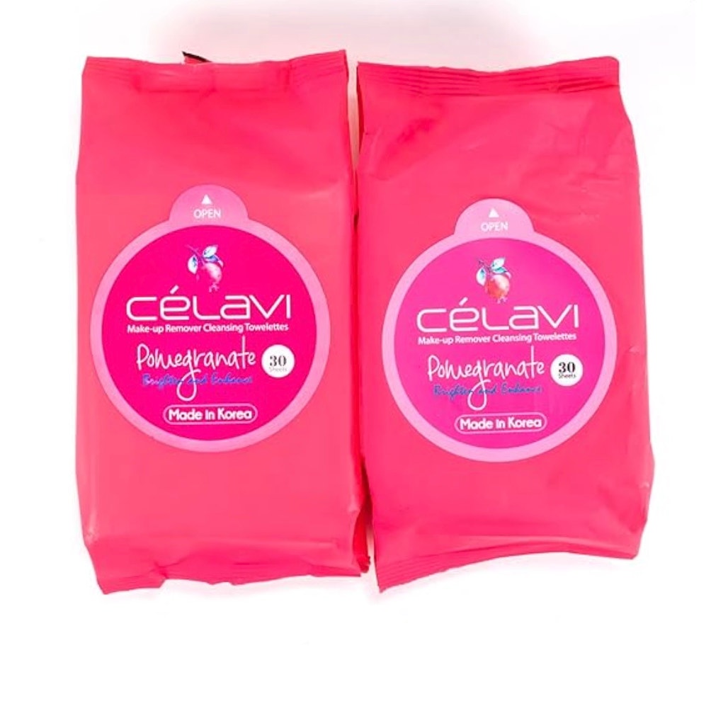 K-Care Celavi Makeup Remover Cleansing Wipes 30 pc per pack*Pomegranate*2 pack