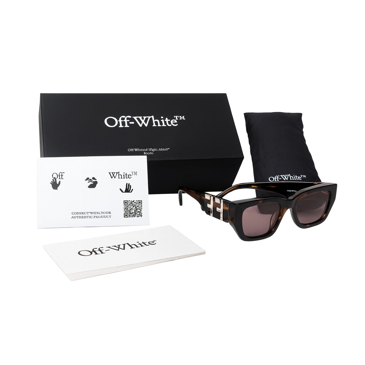 Off-White Fillmore Havana Sunglasses*Tortoise Shell*NEW with Case, Cloth, book