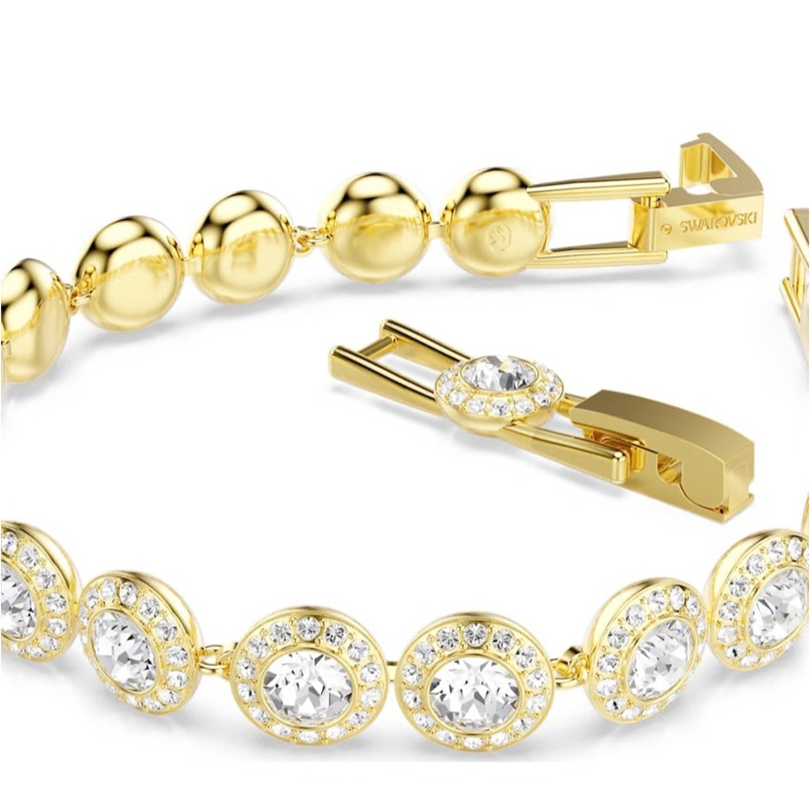 Swarovski Una Angelic bracelet Round cut, Pavé, White, Gold-tone plated*NEW