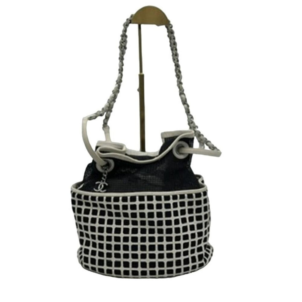Chanel Black/White Mesh and Leather Rare‎ Bucket Bag w/COA AMAZING BAG
