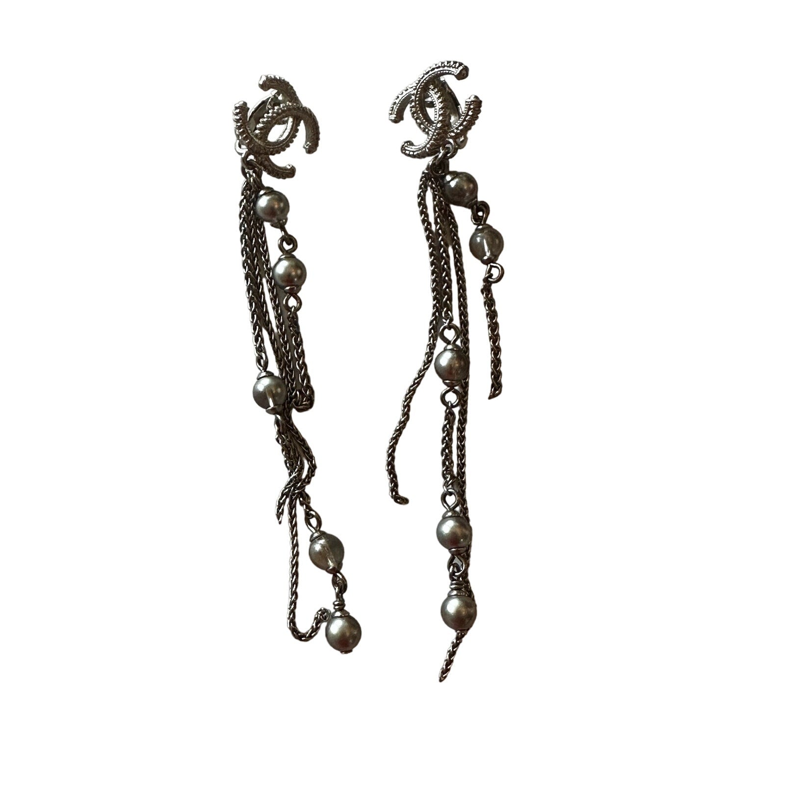 Chanel Metiers d'Art Crystal, Pearl & CC Logo Chandelier Earrings clip-on