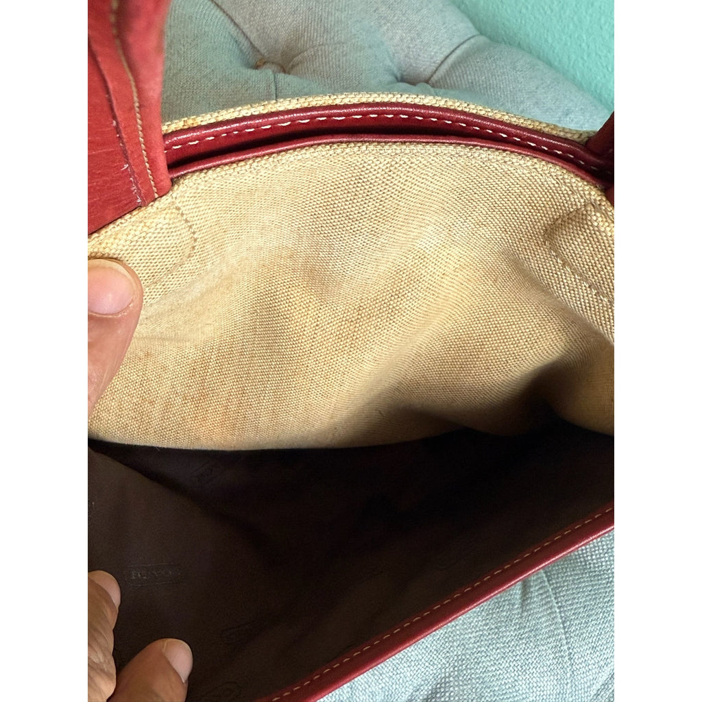 Coach 6121 Bleecker Satchel Linen Canvas & Red Leather Tote Bag*Vintage 1999