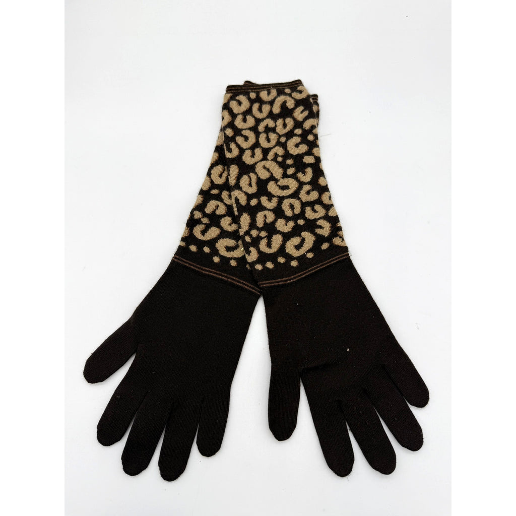 LOUIS VUITTON  x Stephen Sprouse Cashmere Silk Leopard Long Gloves*Glitter gold!