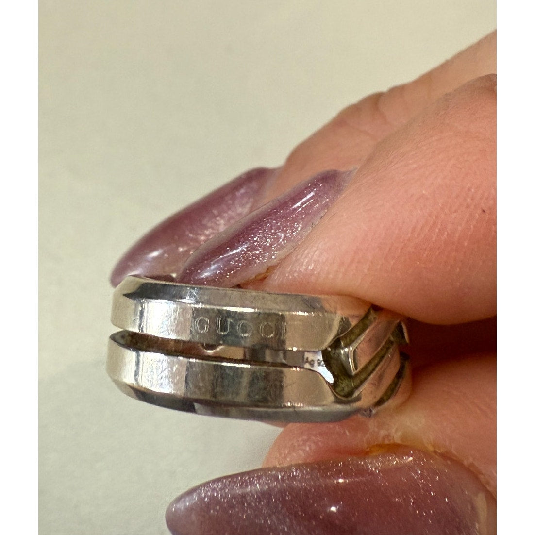 Authentic‎ 925 Sterling Silver Gucci Knot double ring*Size 6*GIFT BOX