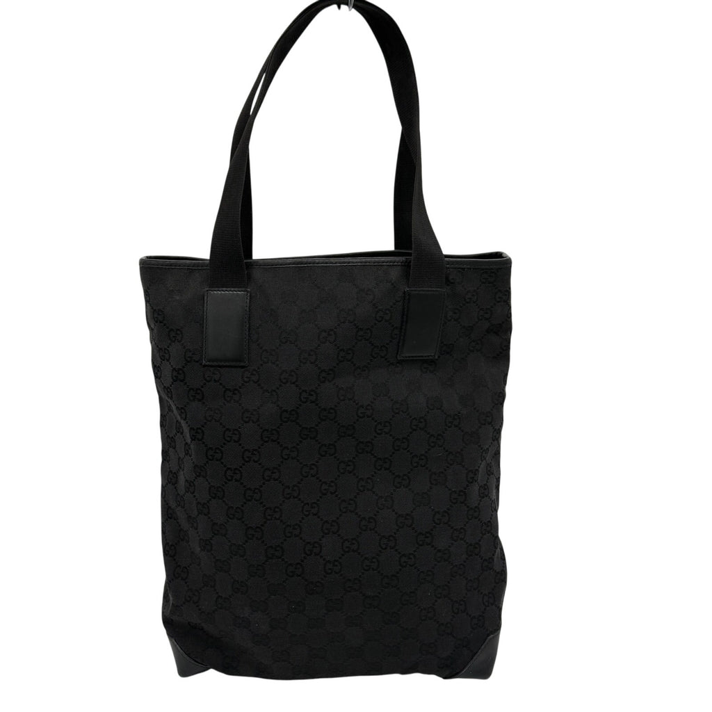 GUCCI Black Guccissima Monogram Nylon Tote Bag with leather*COA included