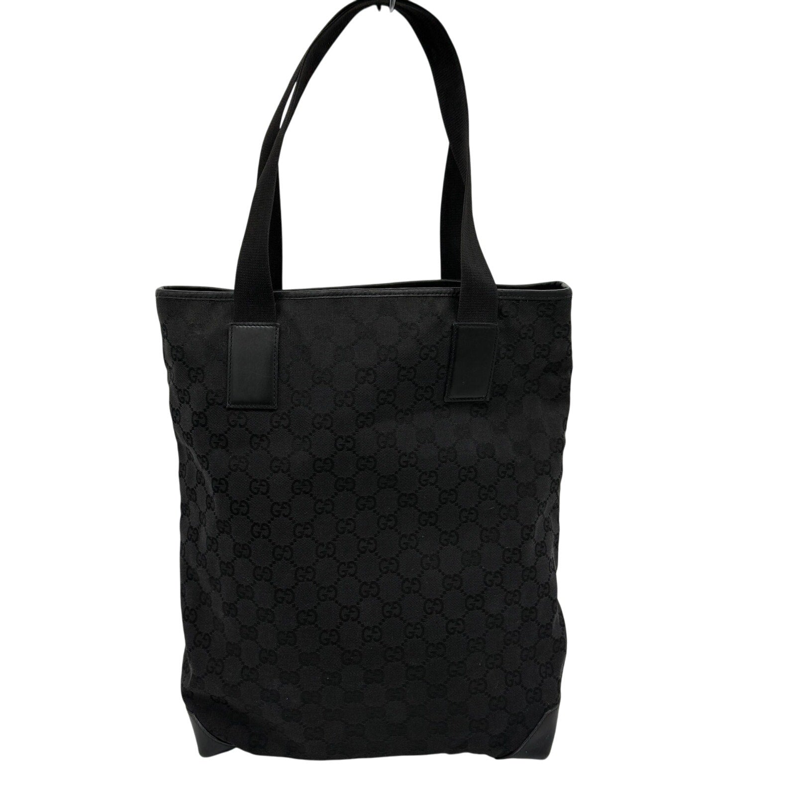 GUCCI Black Guccissima Monogram Nylon Tote Bag with leather*COA included