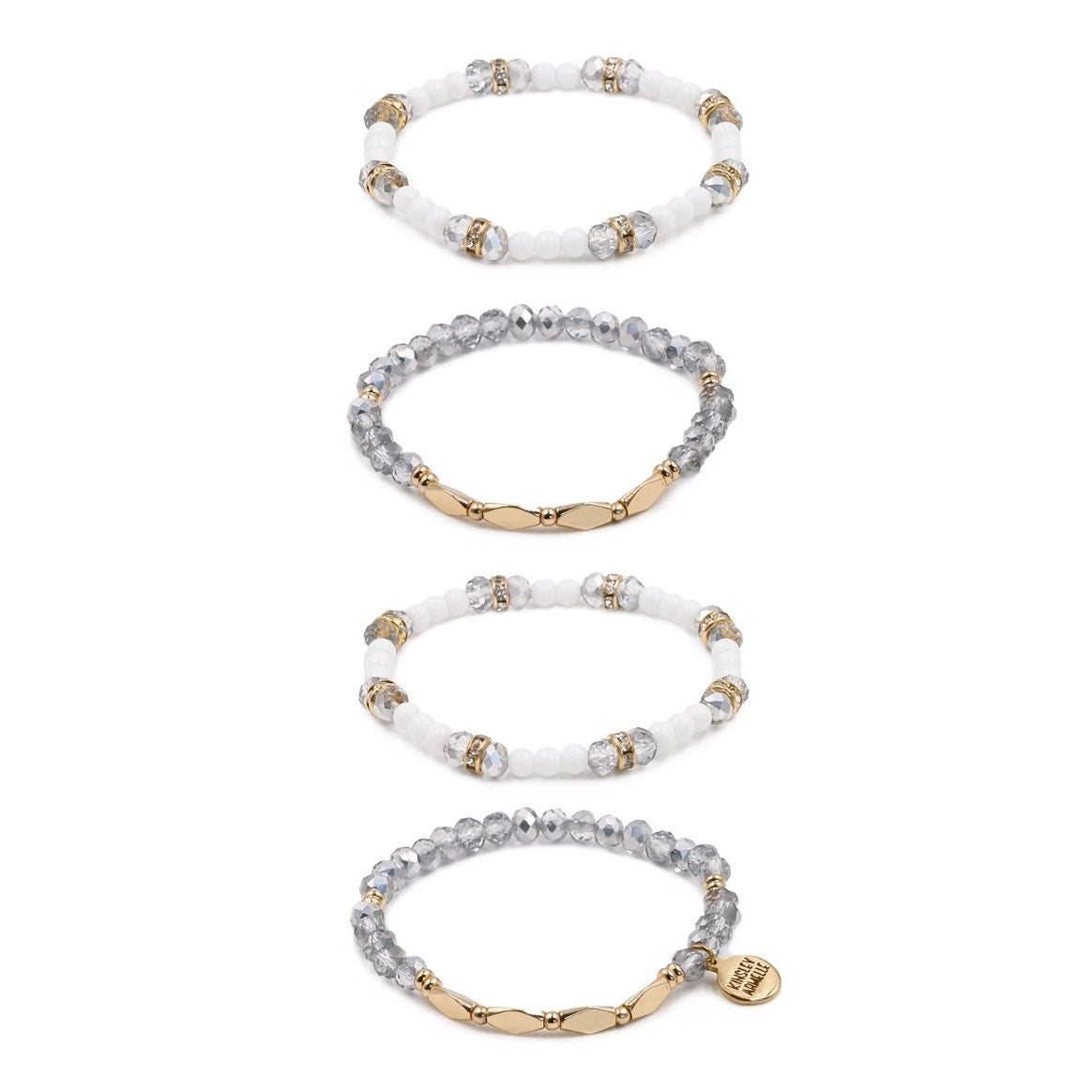 RETAIL $50 *Kinsley Armelle Stacked Collection Crystal Glass Bracelet Set*