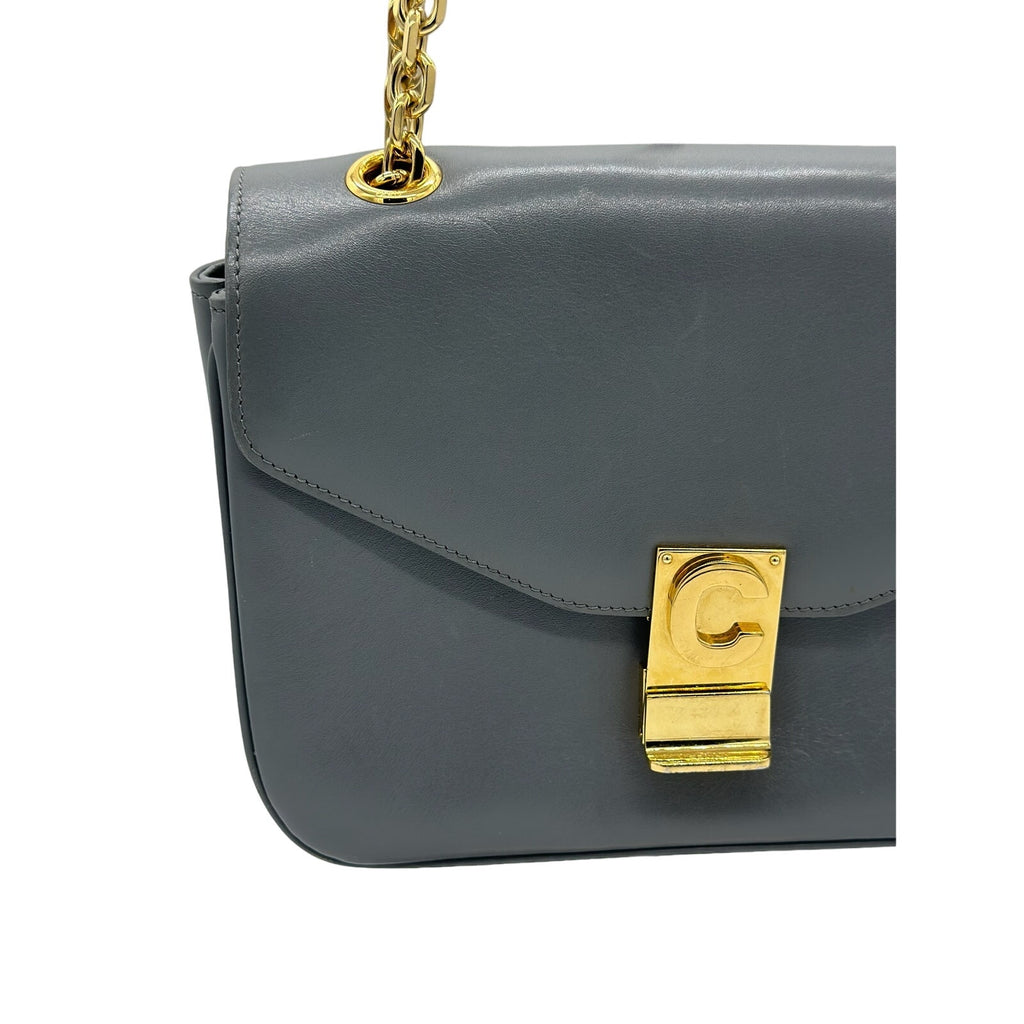 Celine Shiny Calfskin Medium C Bag Blue Grey 2018 collection! Gorgeous!