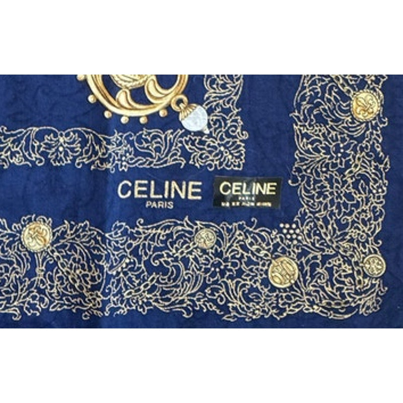 Vintage Celine Cotton Square Scarf*Beautiful Jewel Colors Pattern*Tag in tact