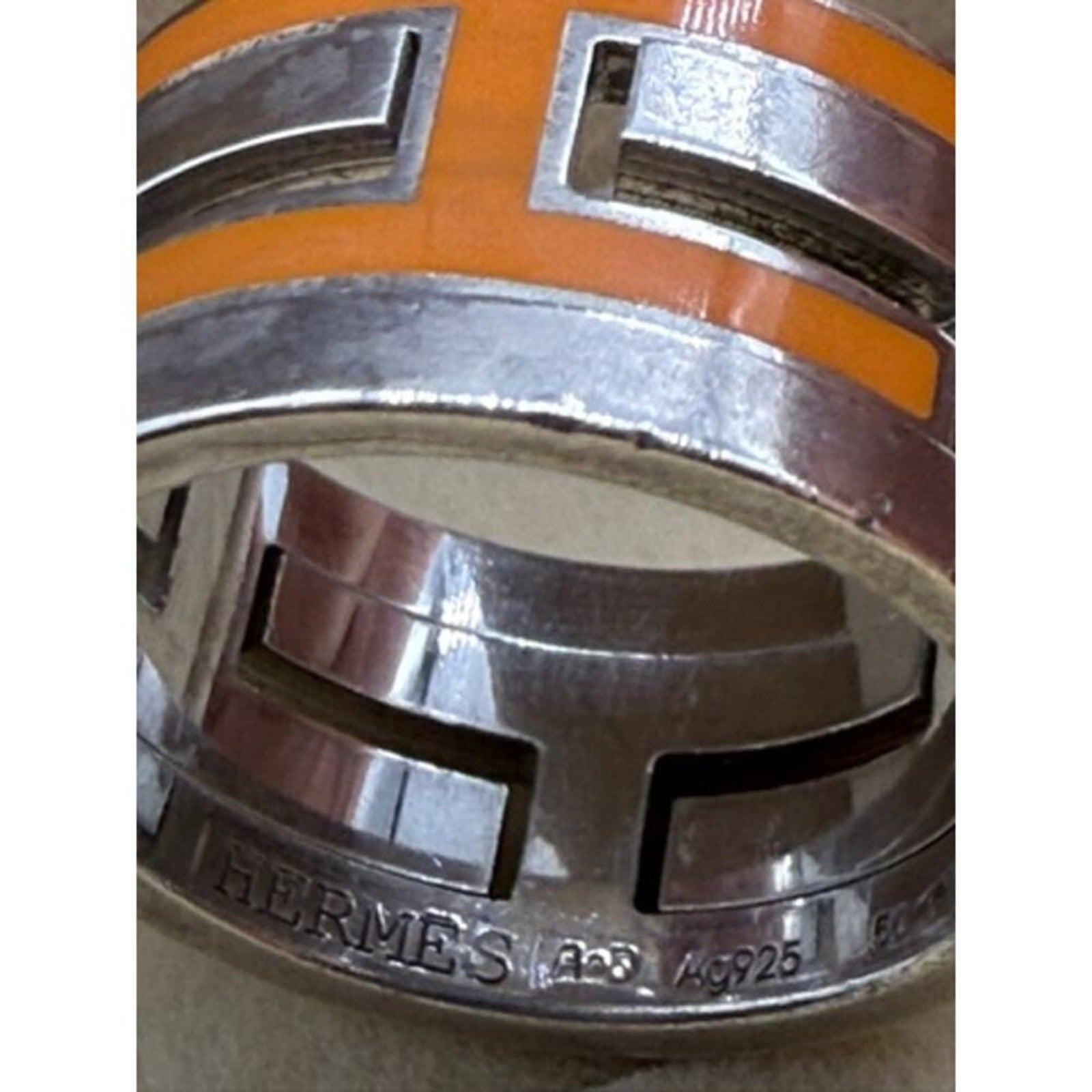 Hermès Enamel Arcane‎ Moveable H Ring*Comes w/Unbranded Jewelry Box*SZ 4 7/8