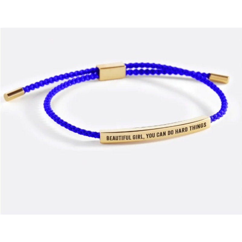 RETAIL $70 Mint & Lilly Beautiful Girl You Can Do Hard Things Blue Gold Bracelet