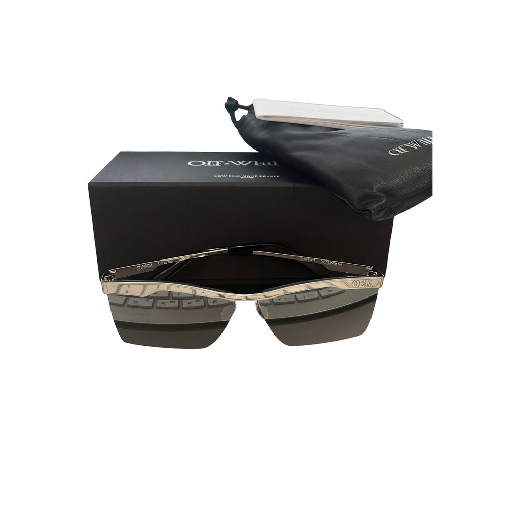 Off-White Sunglasses Rectangle Semi Rim*Silver Frame & Grey*Silver Mirror Lens