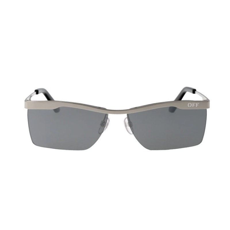 Off-White Sunglasses Rectangle Semi Rim*Silver Frame & Grey*Silver Mirror Lens