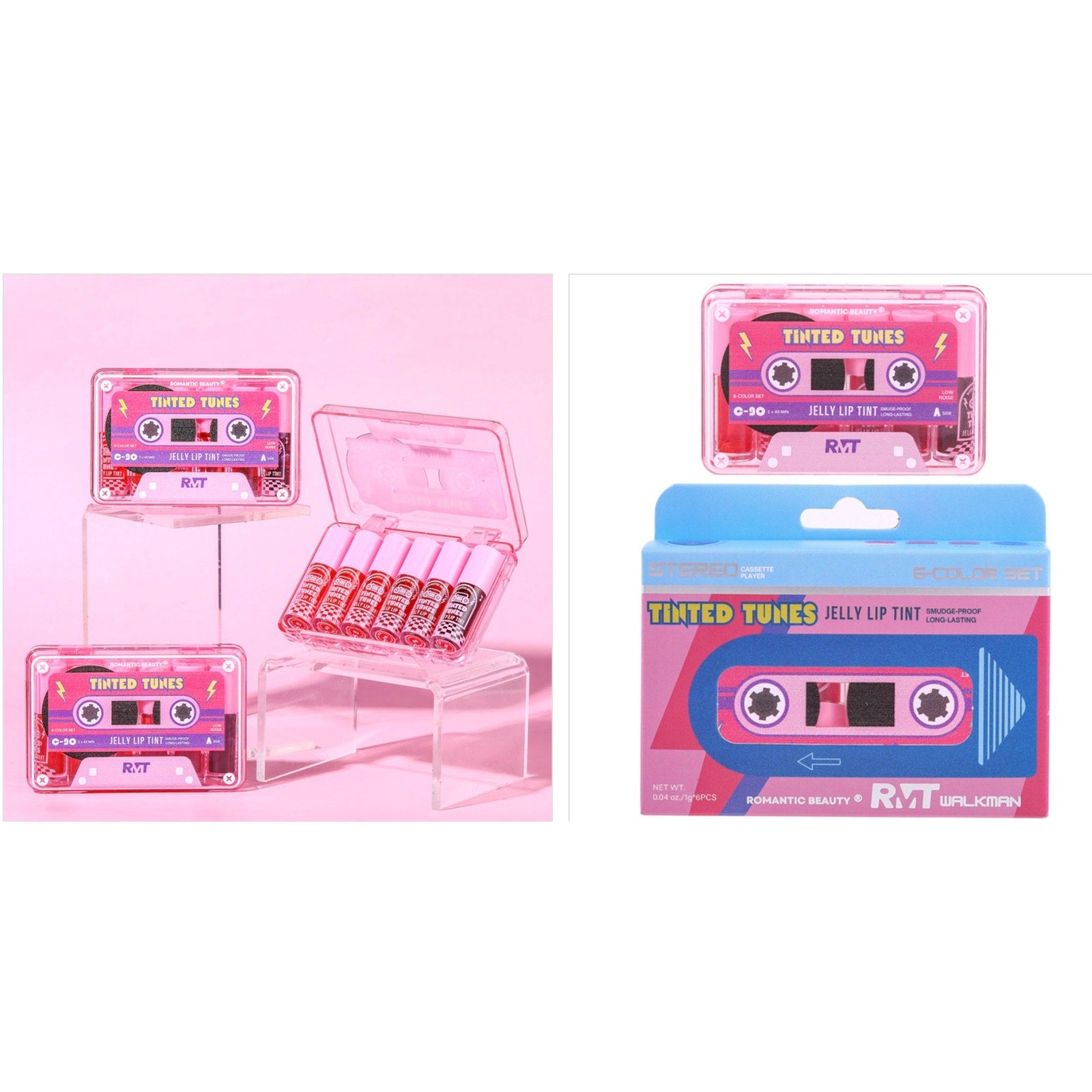 Romantic Beauty Tinted Tunes Jelly Lip Tint 6 Color Set*Inside cassette*GIFTABLE