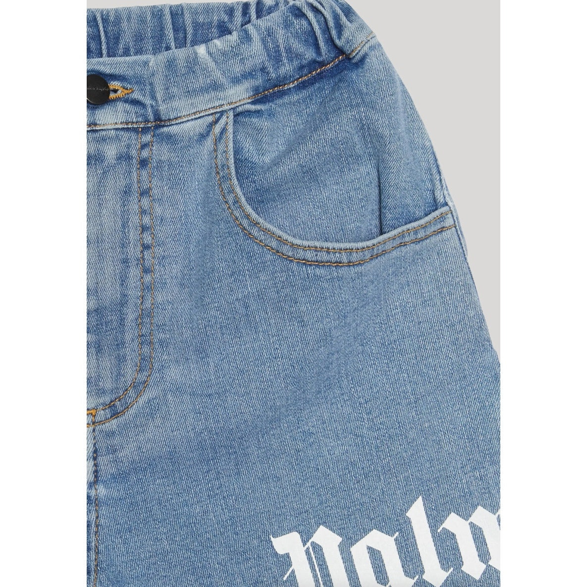 RETAIL $325 Palm Angels Kids Denim Light Blue Wash Logo Shorts*BRAND-NEW w/tags