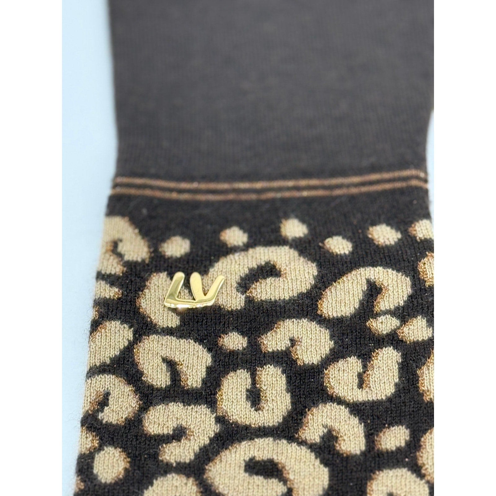 LOUIS VUITTON  x Stephen Sprouse Cashmere Silk Leopard Long Gloves*Glitter gold!