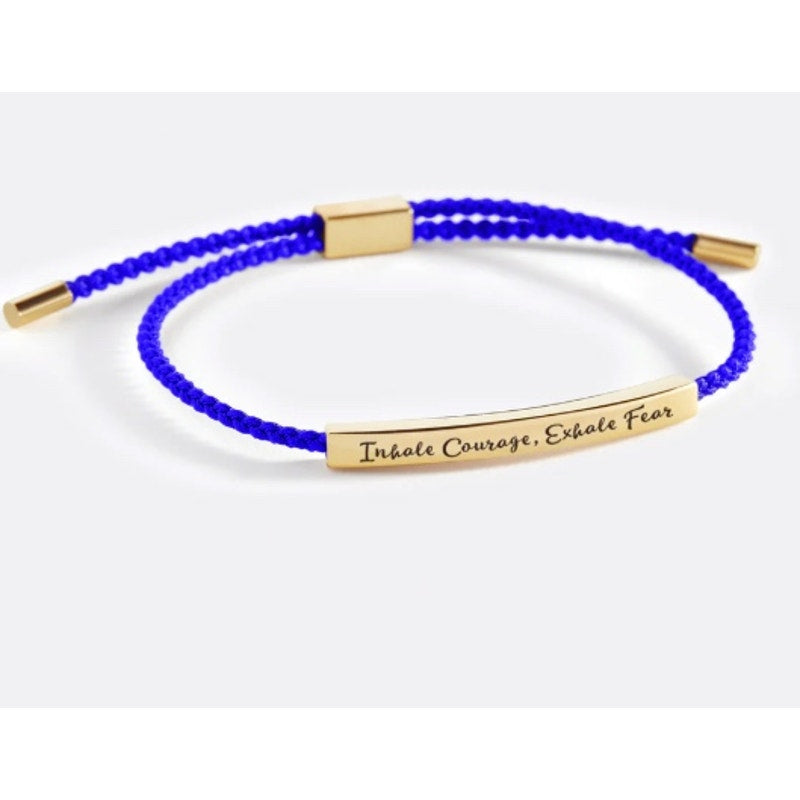 RETAIL $70 Mint & Lilly Inhale Courage, Exhale Fear Inspire Blue Gold Bracelet
