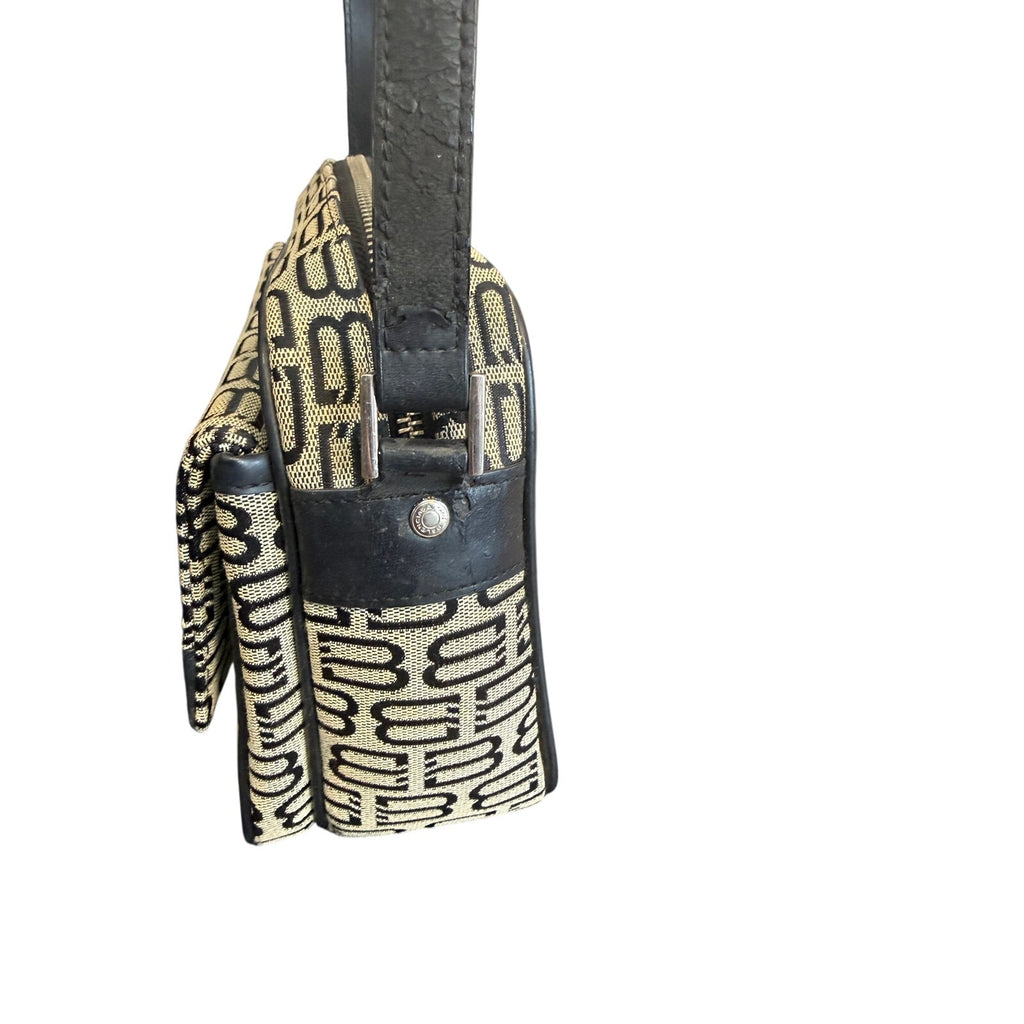 Balenciaga Black & Grey Logo Canvas & Leather Crossbody Bag*COA
