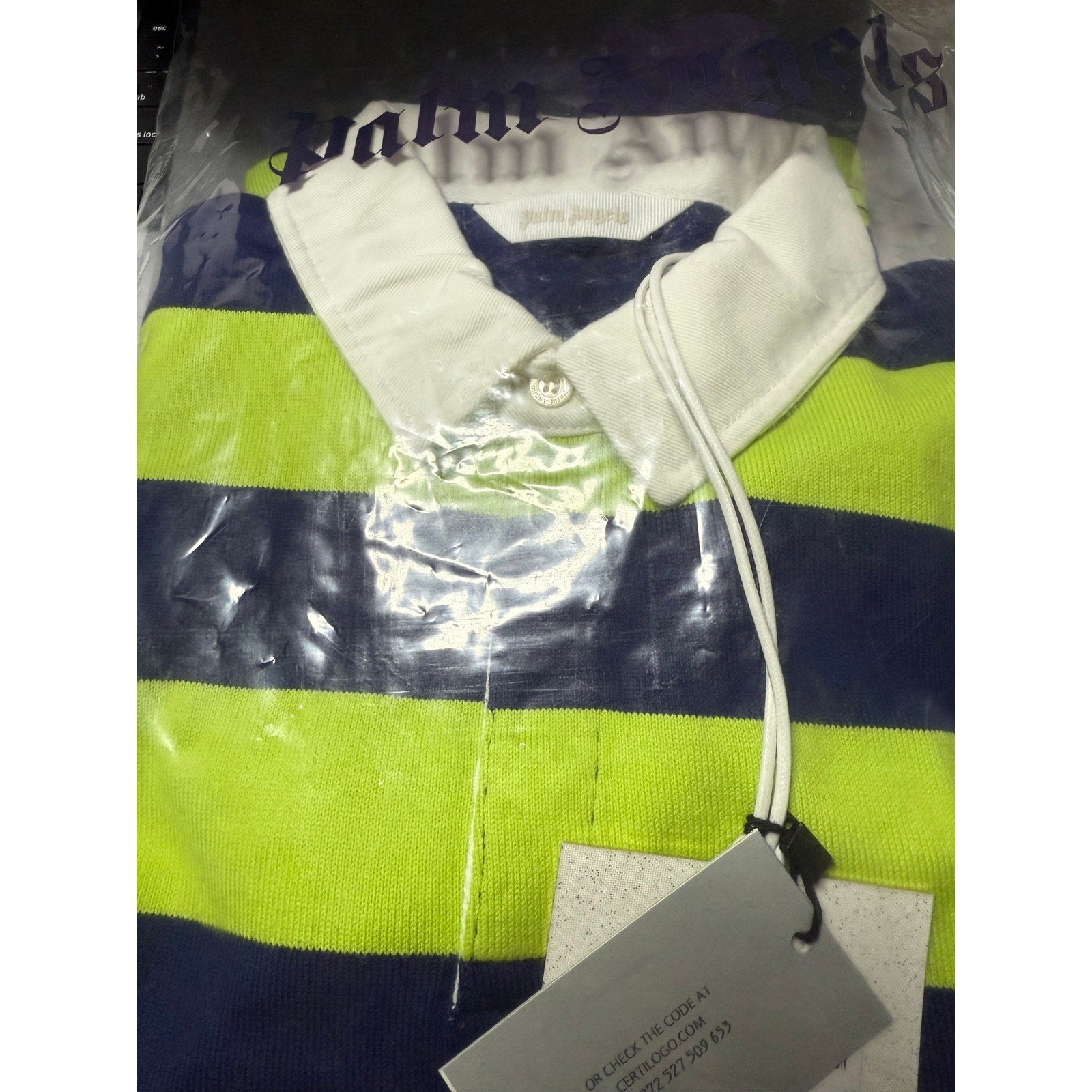 RETAIL $270 Palm Angels Boys Logo Striped Polo*BRAND-NEW w/tags*SZ 12