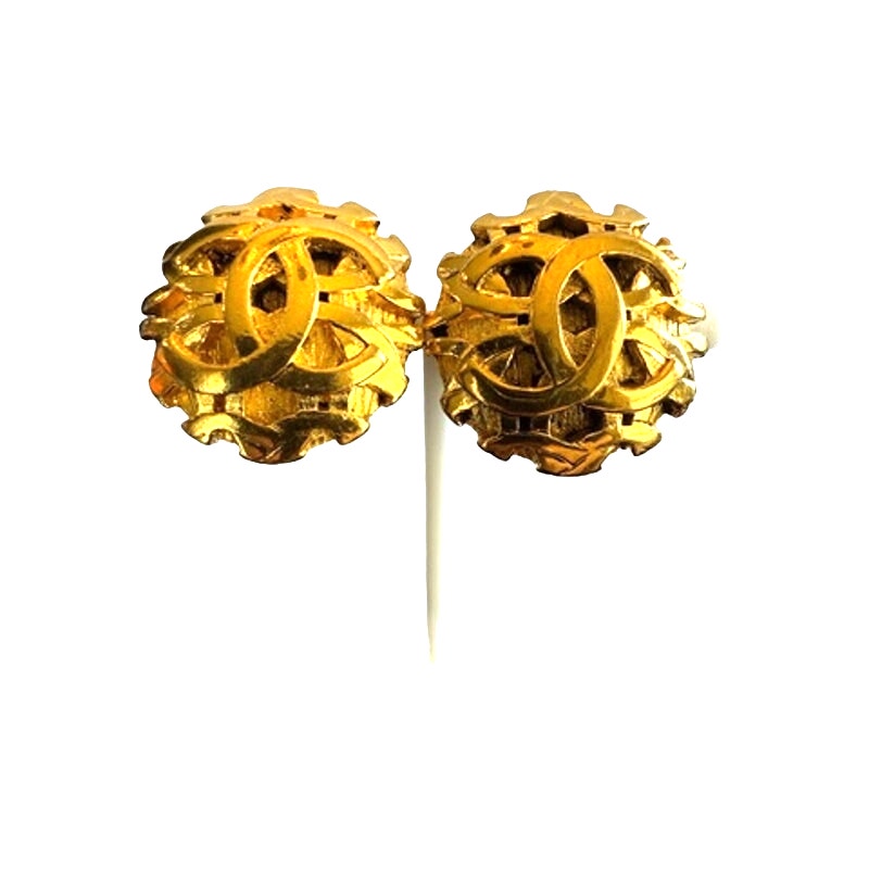 RARE Vintage Chanel 24K Gold Plated Collection by Karl Lagerfeld CC Clip-Ons*