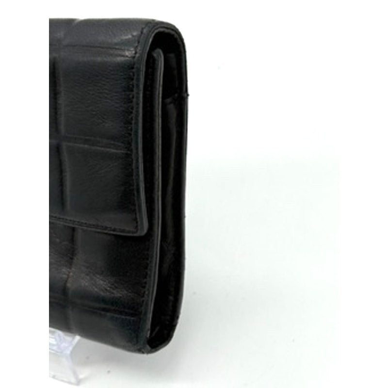 CHANEL  Leather Chocolate Bar Quilted Tri-Fold Wallet Black*w/BOX*Beautiful