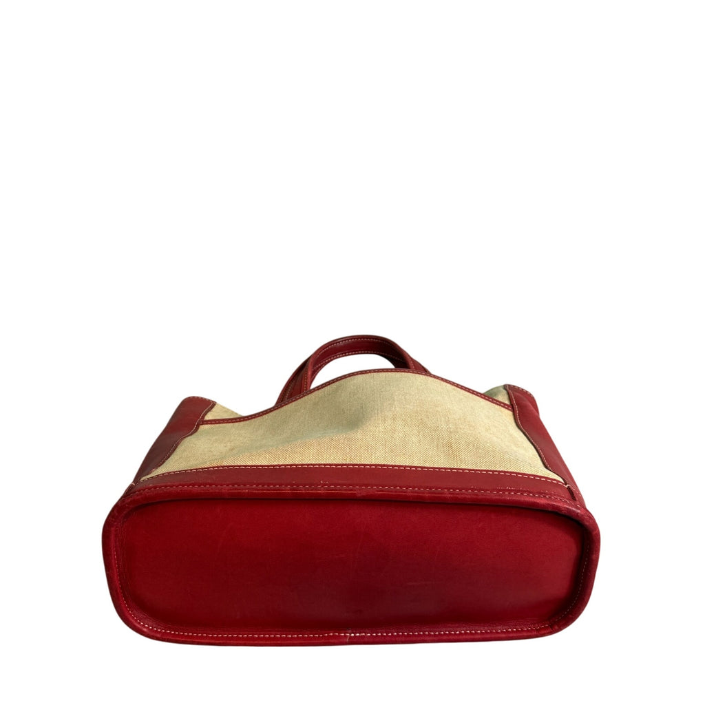 Coach 6121 Bleecker Satchel Linen Canvas & Red Leather Tote Bag*Vintage 1999
