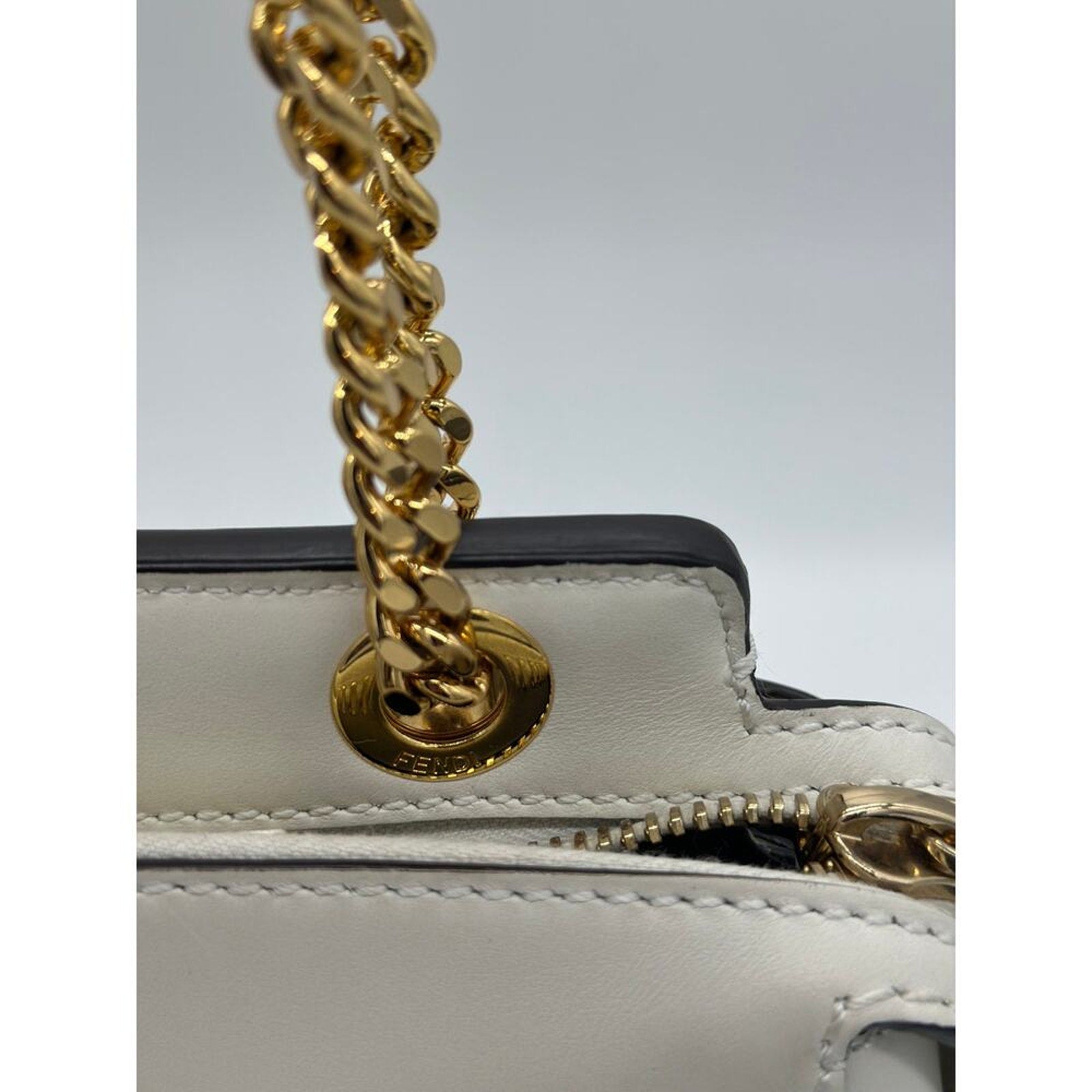 BNWT‎ Fendi Whipstitch Dotcom Bag in White calf leather! FULL INCLUSION