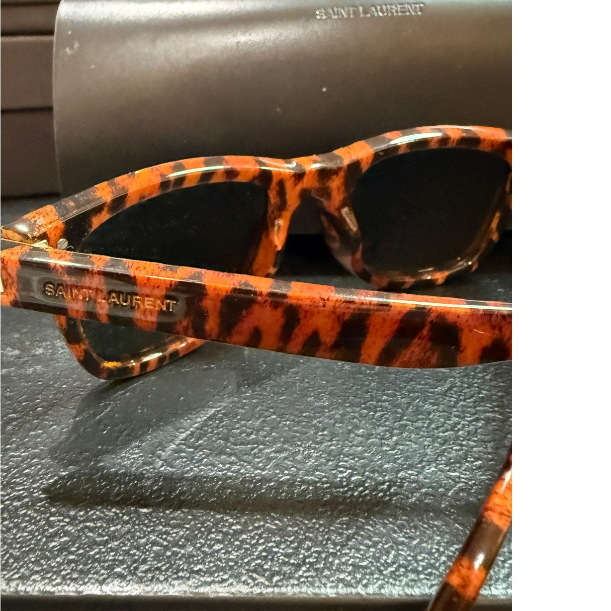 Saint Laurent Animal Print Sunglasses with case* 50|22|140*Orange & Black