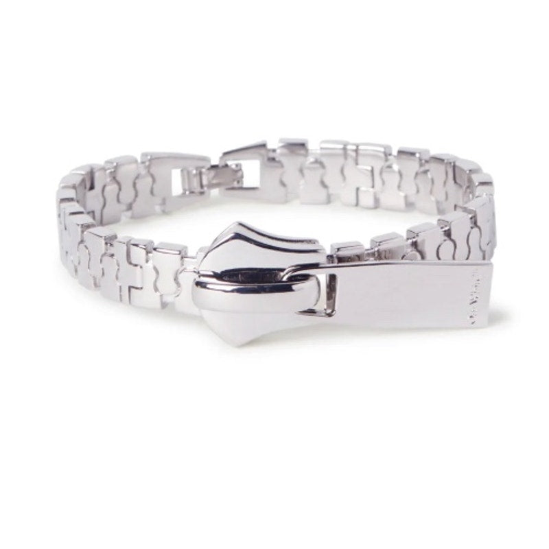 OFF-WHITE Silver Zipper Logo Engraved Curb Link Bracelet*NEW*Dustbag*BOX*8 1/2"