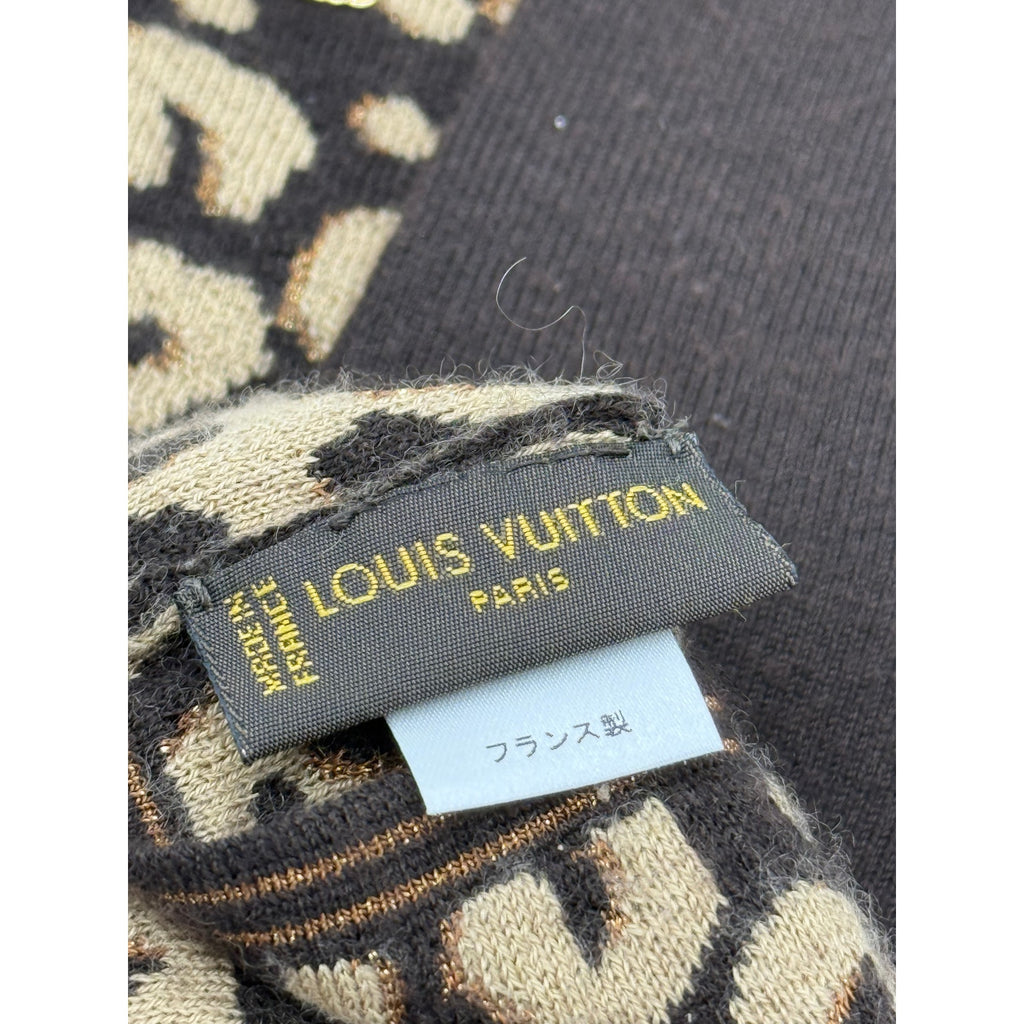 LOUIS VUITTON  x Stephen Sprouse Cashmere Silk Leopard Long Gloves*Glitter gold!