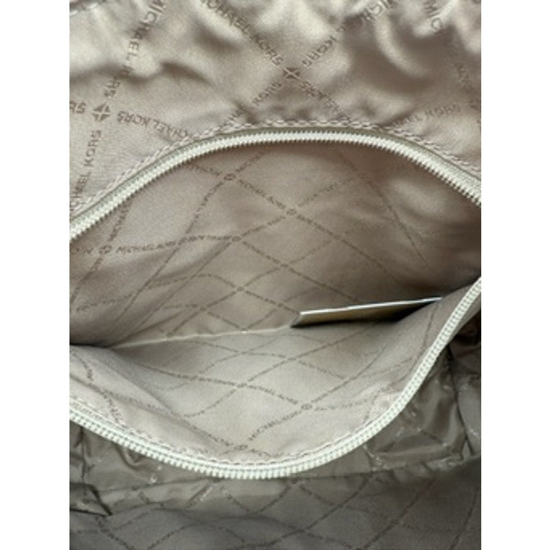 RETAIL $448 Michael Kors Charlotte Large Signature Logo Metallic Top-Zip Tote