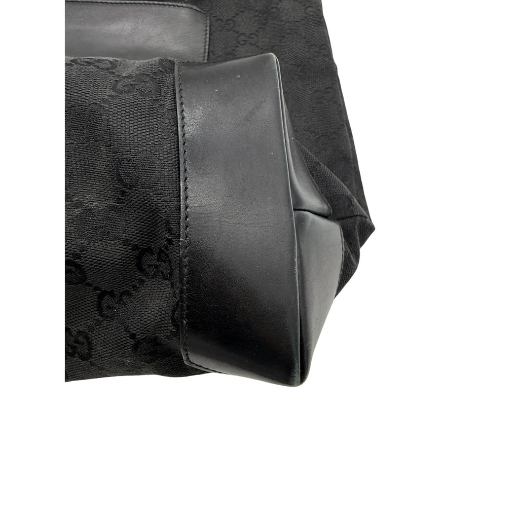 GUCCI Black Guccissima Monogram Nylon Tote Bag with leather*COA included