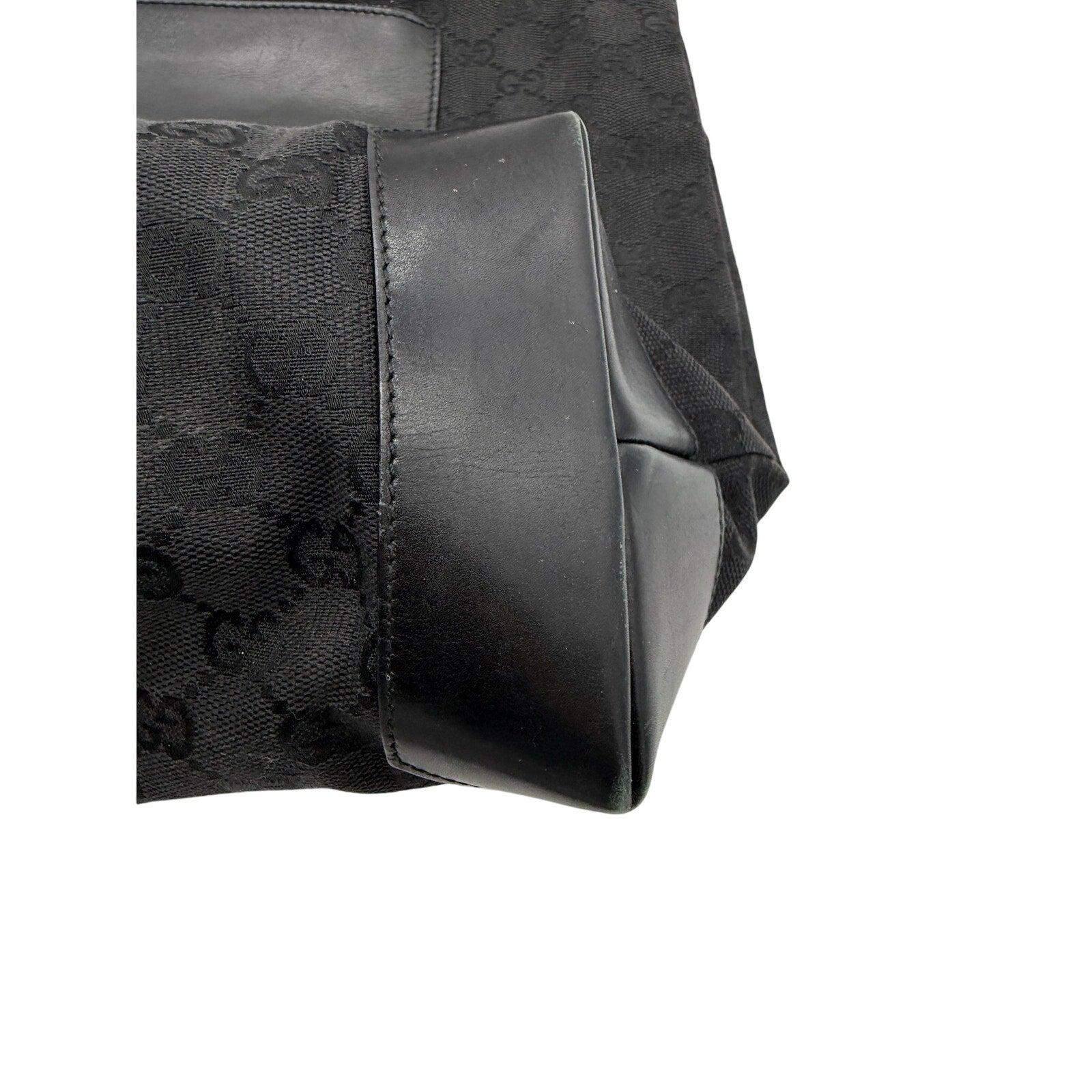 GUCCI Black Guccissima Monogram Nylon Tote Bag with leather*COA included